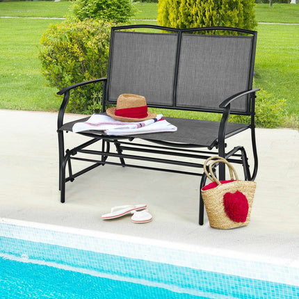 Outdoor Patio Rocking Loveseat, 2-Person Steel Frame