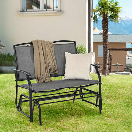 Outdoor Patio Rocking Loveseat, 2-Person Steel Frame