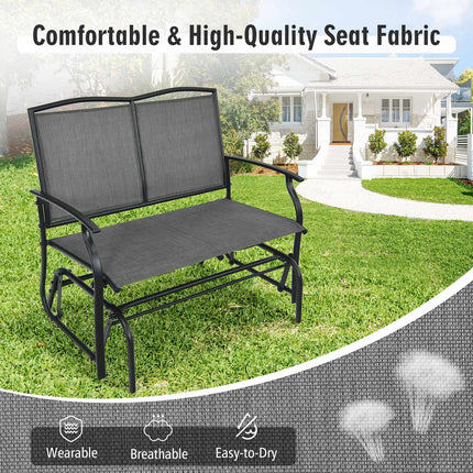 Outdoor Patio Rocking Loveseat, 2-Person Steel Frame