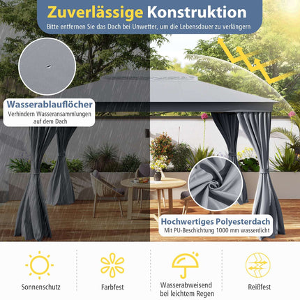 Outdoor Pavilion with Netting & Curtains – Waterproof, 4x3m