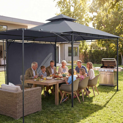 Outdoor Pavilion with Retractable Roof, UPF 30+ Protection