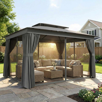 Outdoor Pavilion with UPF30+ Roof and Curtains