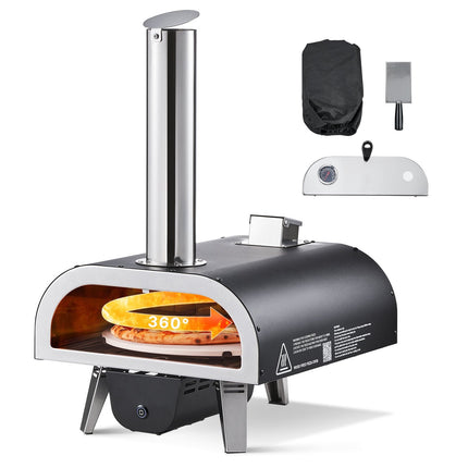 Outdoor Pellet Pizza Oven 12 Inch, Rotating, Thermometer