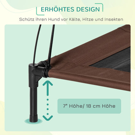 Elevated outdoor dog bed with canopy, Taffeta fabric, 76x61x73 cm