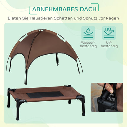Elevated outdoor dog bed with canopy, Taffeta fabric, 76x61x73 cm