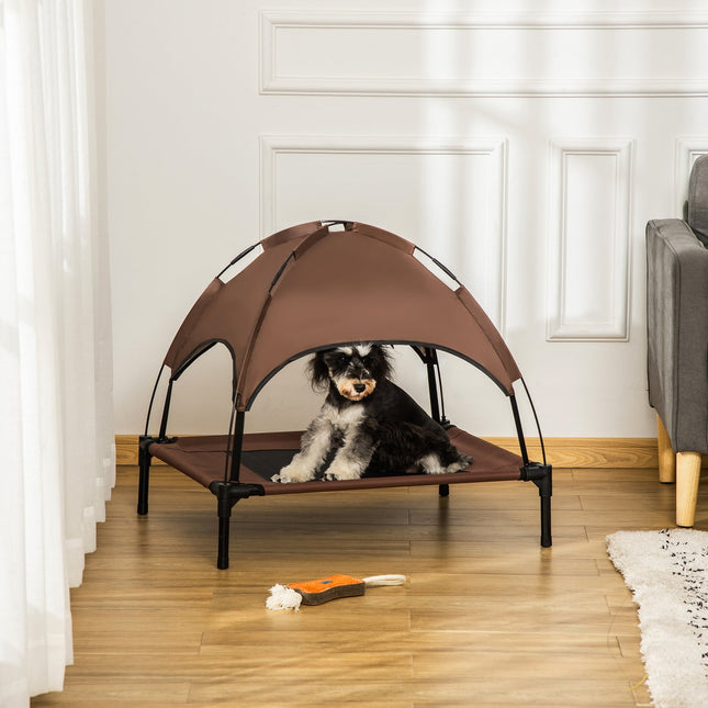 Elevated outdoor dog bed with canopy, Taffeta fabric, 76x61x73 cm