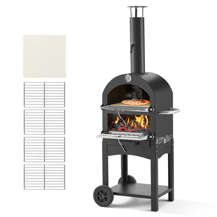 Outdoor Pizza Oven 12 Inch, 1000F, Wood-Fired Pellet