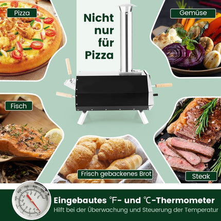 Outdoor Pizza Oven with Stone, Peel & Thermometer