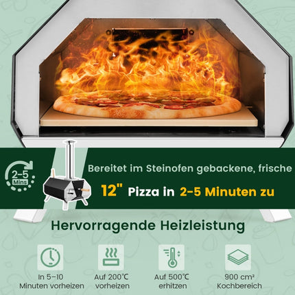Outdoor Pizza Oven with Stone, Peel & Thermometer
