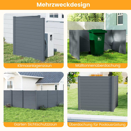 Outdoor Privacy Fence Panels 123x123cm, 2-Pack, Metal Spikes, Gray