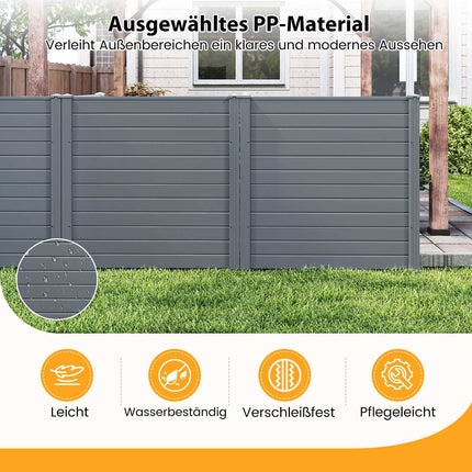 Outdoor Privacy Fence Panels 123x123cm, 2-Pack, Metal Spikes, Gray