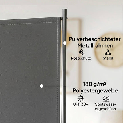 Outdoor Privacy Screen, 3-Panel Metal, Dark Grey, UV 30+