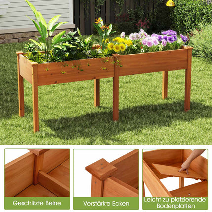 Outdoor Raised Garden Bed with Legs, 185x58x77 cm Wood