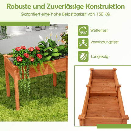 Outdoor Raised Garden Bed with Legs, 185x58x77 cm Wood