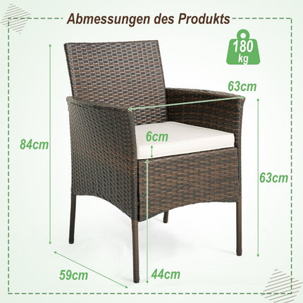 Outdoor Rattan Chairs Set of 4 with Cushions, 63x59x84 cm