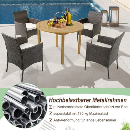 Outdoor Rattan Chairs Set of 4 with Cushions, 63x59x84 cm