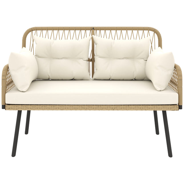 Sofa ogrodowa rattanowa z poduszkami, 2-osobowa, 115x61x82 cm
