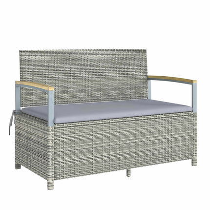 Outdoor Rattan Storage Bench, 2-Seater, 170L Capacity