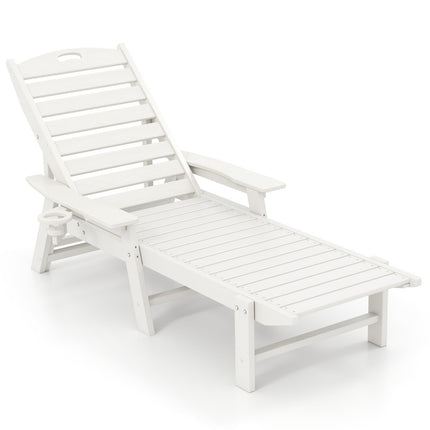 Outdoor Recliner Chair, HDPE, Adjustable Backrest, White