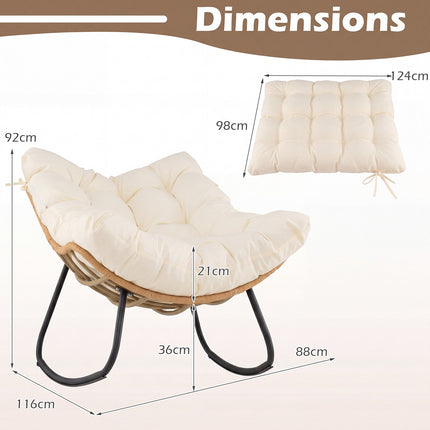 Outdoor Rocking Chair, PE Rattan, Cushion, 140 kg
