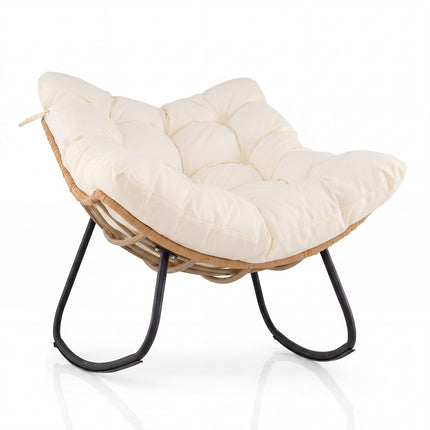 Outdoor Rocking Chair, PE Rattan, Cushion, 140 kg