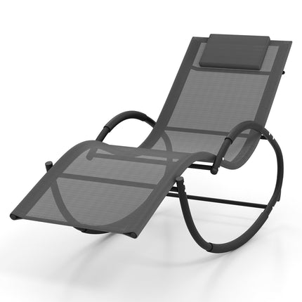 Outdoor Rocking Lounge Chair – Removable Headrest, 350 lb