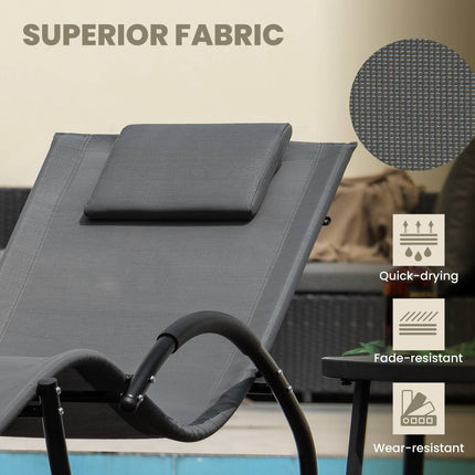 Outdoor Rocking Lounge Chair – Removable Headrest, 350 lb