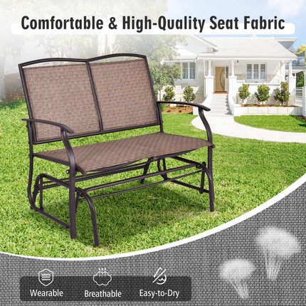 Outdoor Rocking Loveseat, 2-Person Steel Frame, Brown