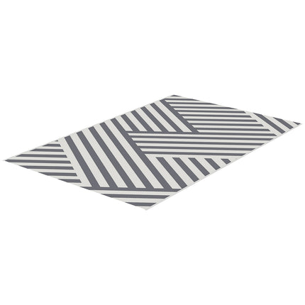 Reversible outdoor rug, light grey/cream, 182x274cm, with carrying bag