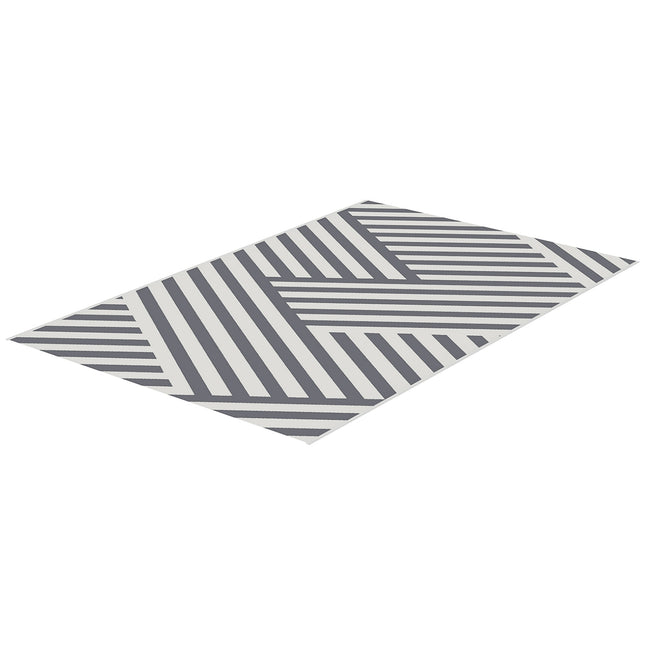 Reversible outdoor rug, light grey/cream, 182x274cm, with carrying bag