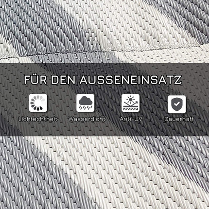Reversible outdoor rug, light grey/cream, 182x274cm, with carrying bag