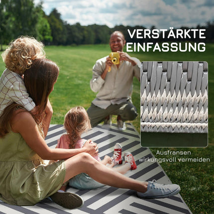 Reversible outdoor rug, light grey/cream, 182x274cm, with carrying bag