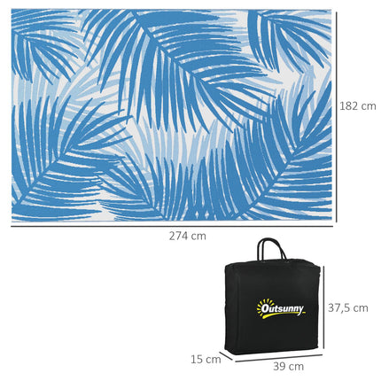 Reversible outdoor mat with bag, 182x274cm, blue
