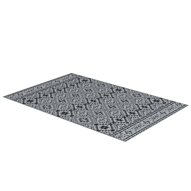 Reversible outdoor rug, water-repellent, 182x274cm, black/grey