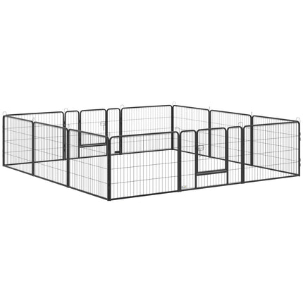 Outdoor dog playpen - 12-panel steel, black, 60 cm high