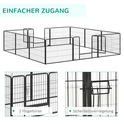 Outdoor dog playpen - 12-panel steel, black, 60 cm high