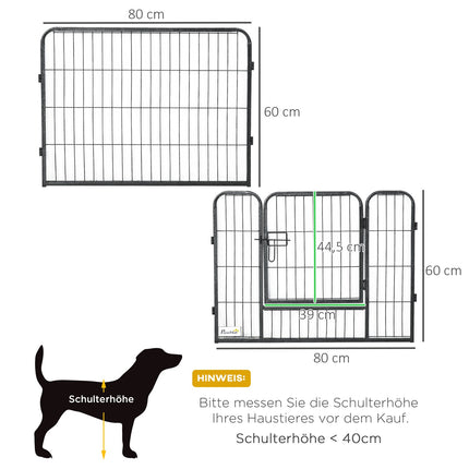 Outdoor dog playpen - 12-panel steel, black, 60 cm high