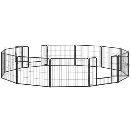 Outdoor dog playpen - 12-panel steel, black, 60 cm high