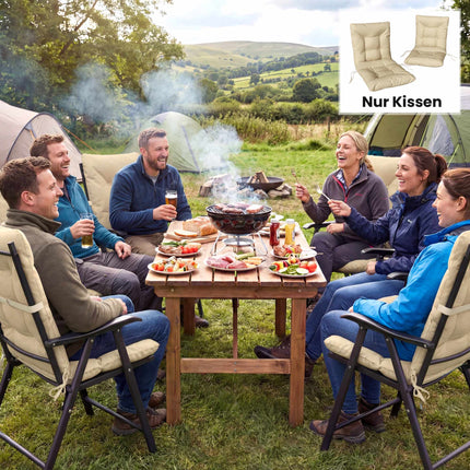Outdoor Seat Cushions Set, 8cm Thick, Beige, 120x50 cm