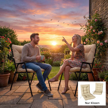 Outdoor Seat Cushions Set, 8cm Thick, Beige, 120x50 cm