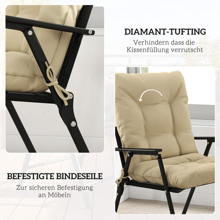 Outdoor Seat Cushions Set, 8cm Thick, Beige, 120x50 cm