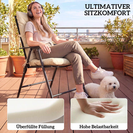 Outdoor Seat Cushions Set, 8cm Thick, Beige, 120x50 cm