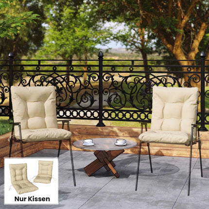 Outdoor Seat Cushions Set, 8cm Thick, Beige, 120x50 cm