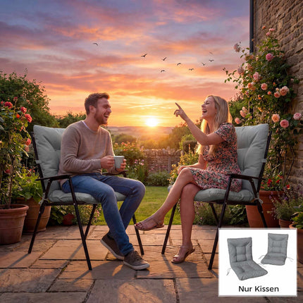 Outdoor Seat Cushions Set, 8cm Thick, Water-Resistant, 2-Pack