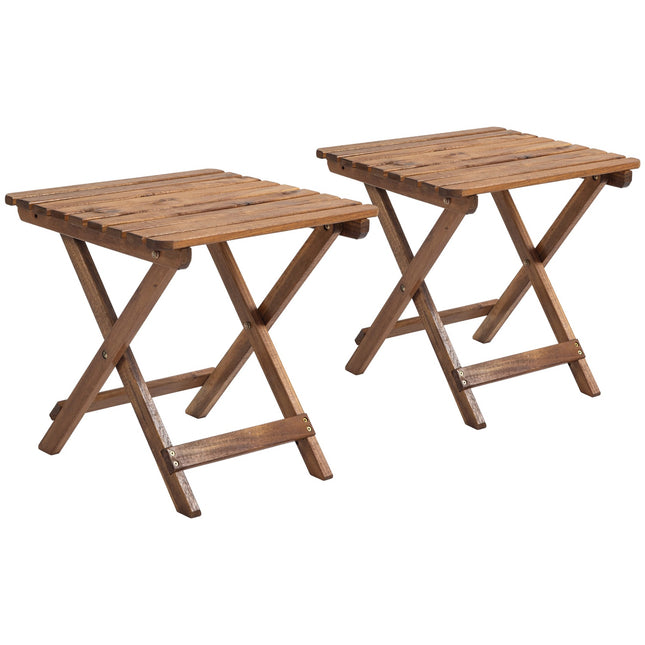 Outdoor folding side tables in teak, Set of 2 - 45x45x45 cm