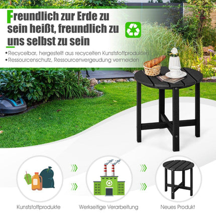 Outdoor Side Table, Weatherproof HDPE, Black, 46 cm