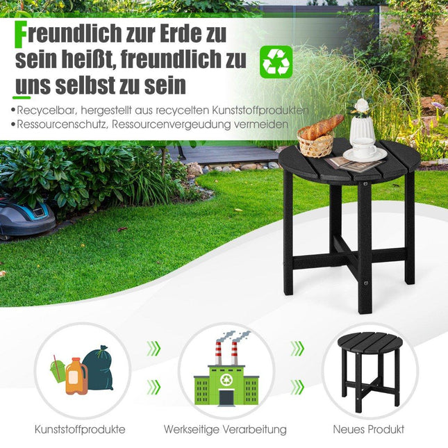 Outdoor Side Table, Weatherproof HDPE, Black, 46 cm