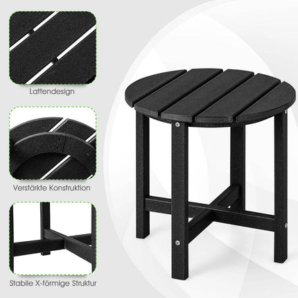 Outdoor Side Table, Weatherproof HDPE, Black, 46 cm