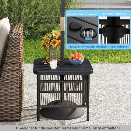 Outdoor Side Table, Weatherproof Rattan, 56x56x49 cm
