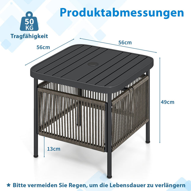 Outdoor Side Table, Weatherproof Rattan, 56x56x49 cm